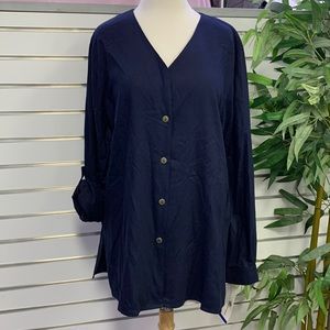 NWT Alfred Dunner Navy Blue  Blouse